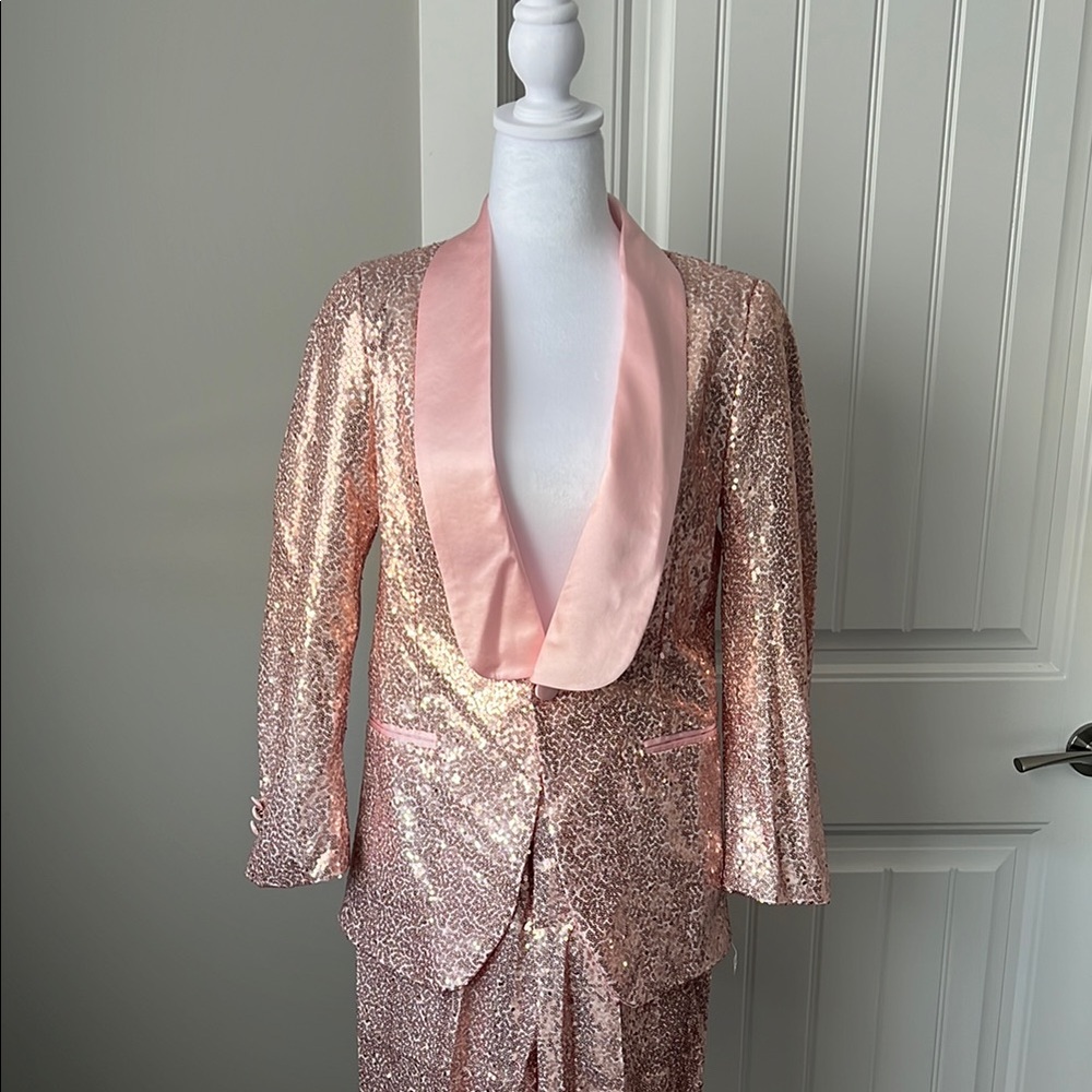 Pink Sequin Women's Blazer Tuxedo Suit Set